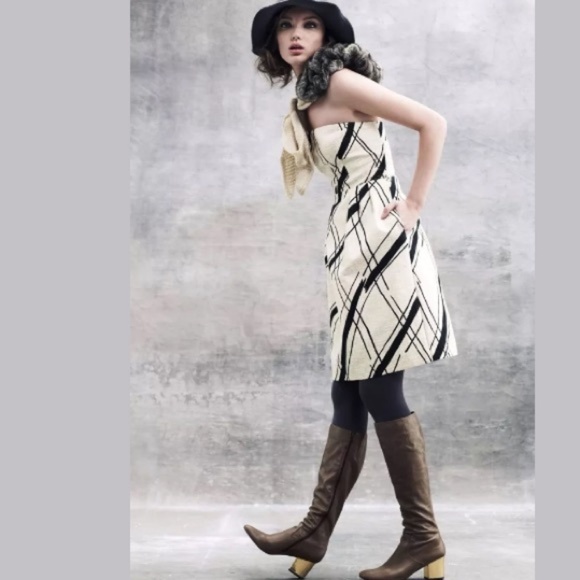 Anthropologie Dresses & Skirts - Anthro Champagne Gold Dress Black Cocktail Dress 8